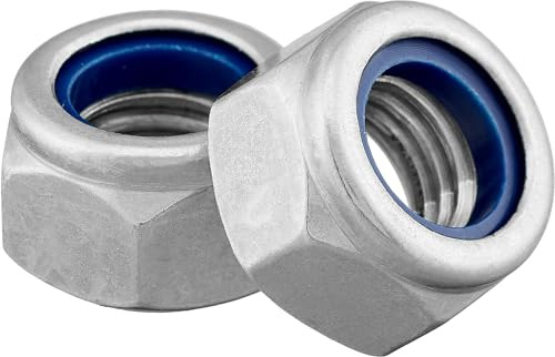 Sicherungsmutter Sechskantmutter DIN 985/ISO 10511 Standard Form Edelstahl A2 V2A, Stoppmutter selbstsichernde Mutter Edelstahlmutter Sechskant Schraubenmutter (M6, 25 Stück)