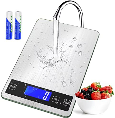 BACK KTCL''Cooking Master' 22lb Digital Kitchen Scale,Food Scale Measures in Grams and Ounces for Weight Cooking Baking,1g/0.1oz Precise Graduation,Stainless Steel and Tempered Glass