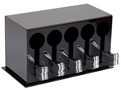 Mind Reader - Supporto per utensili, dispenser per posate, per ristorante, sala da pranzo, picnic, colore: nero, 5 scomparti