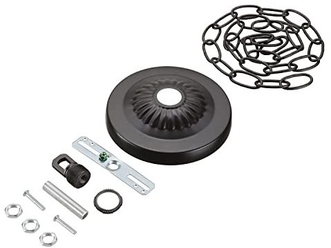 Aspen Creative 21515-11, Transitional Chandelier & Light Fixture Canopy Kit w/Collar Loop & 3 Ft. Chain, Oil Rubbed Bronze, 4-3/4 Diameter, 1 Center Hole