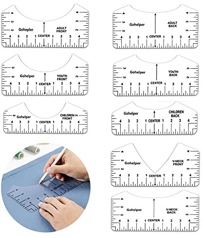 T-Shirt Ruler, T-Shirt Alignment Guide, Transparent Ruler: Perfect for DIY Clothing, Dress Making, 8 Pcs
