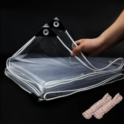 EASTARP 6'x10' 20 Mil Heavy Duty Clear Vinyl PVC Tarp,UV Resistant Glass Tarps Transparent Tarpaulin with Grommets&Reinforced Edges,Suit for Plant Greenhouse Balcony Garden Pet Hutch Roof,Full Size