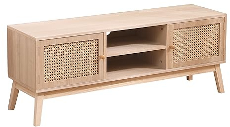 Kingwudo® MDF and Pine Legs Modern TV Unit TV Stand Cabient with 2 Doors and Shelves TV Storage Entertainment Multimedia Centres for Living Room Furniture