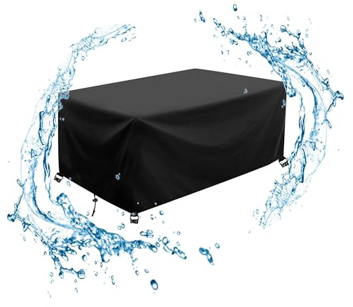 AJALGZ Gartenmöbel Abdeckung Wasserdicht 140x60x65cm/LxBxH 420D Oxford Schutzhülle Anti-UV Abdeckplane für Gartentische Terrassenmöbe Winterfest Outdoor Gartenmöbel Abdeckhaube-Schwarz