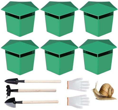 Mtlhbcg Schneckenfallen, 6 Stück Schneckenfalle,Bio-Schneckenfallen ohne Chemie Freundlicher Schneckenfänger, mit Grabwerkzeug und Handschuhen für Pflanzen vor Schnecken zu Schützen