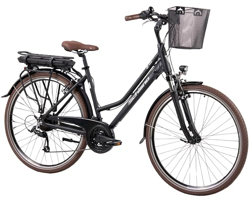F.lli Schiano E-Ride, Bicicleta Electrica de Trekking, 28, Batería 36V 14.5Ah Extraíble, Motor 250W 40Nm, Bici Electrica Urbana, Unisex Adulto, Negro