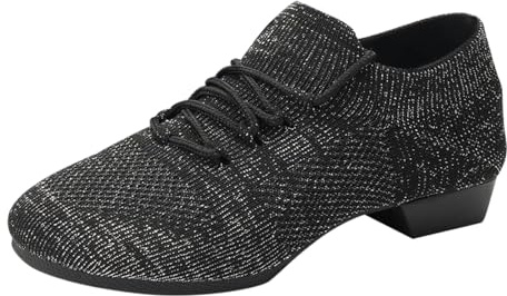 Generisch Chaussures de danse pour femmes chaussures d'intérieur avec talon bloc maille respirante chaussures de danse élégantes chaussures de loisir pieds larges chaussures d'entraînement couleur