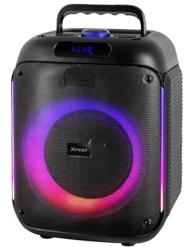 Trevi XF 215 KB Speaker Portatile Wireless 60W, Altoparlante Portatile con USB, Micro SD, LINE IN e Funzione TWS, Ideale per Feste e Karaoke, Microfono con Cavo e Batteria Integrata