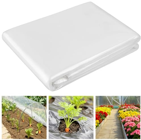 2x3M Thick Clear Polythene Plastic Sheeting,Heavy Duty Waterproof Dust Cover for Greenhouse, Polyethylene Dust Horticultural Membrane, Gardening Insulation& Building Rubble Protection