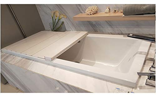 PVC Bathtub Cover, White Dustproof Folding Bath Board, Insulating Bathtub Lid with Roller Shutter, 154 × 8 cm, Waterproof Bathtub Protector, Space-Saving Design.