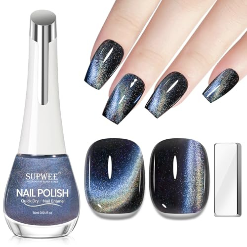SUPWEE Magnetiskt nagellack utan UV 16 ml, glansig snabbtorkande kattöga nagellack