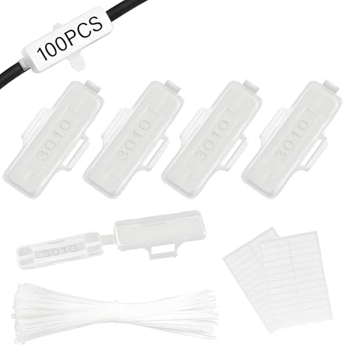 Lot de 100 serre-câbles, avec étiquette de câble, étiquettes de câbles transparentes étanches pour l'étiquetage et le tri (transparent 1)