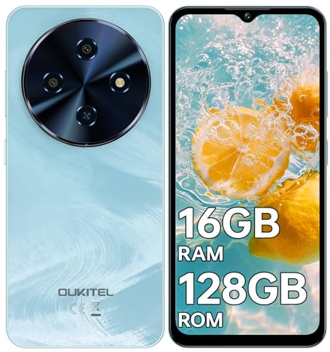 OUKITEL C5 SIM-Free & Unlocked Mobile Phones - 16(4+12) GB+128GB/TF 1TB Smartphone, 6.52 Display, 13MP Camera, 5000mAh, Dual SIM 4G Android 14 Phone, Face ID/GPS/3.5mm Jack/5G WiFi|BT5.0, Blue
