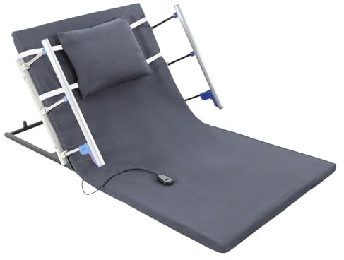 2°–80° justerbart elektriskt ryggstöd, fjärrkontroll, vikbara ledstänger, 190 x 90 x 73 cm, elektrisk sängram, ryggstöd, säng, ergonomiskt lyftsäng, ryggstöd upp till 150 kg (grå, 190 x 90 x 73 cm)