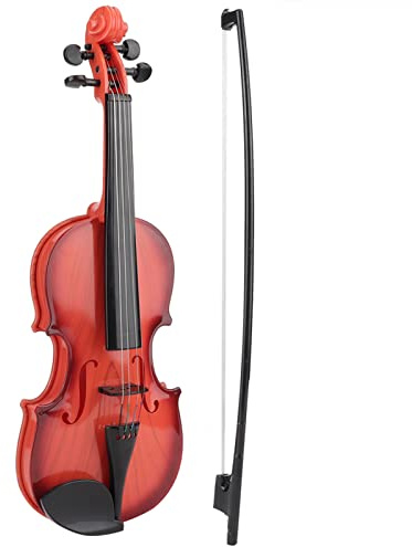 VBESTLIFE Jouet de Violon pour Enfants, Instrument de Musique de Violon Acoustique pour Débutants, avec Cordes Réglables pour Stimuler Le Talent Musical (Brun Clair)