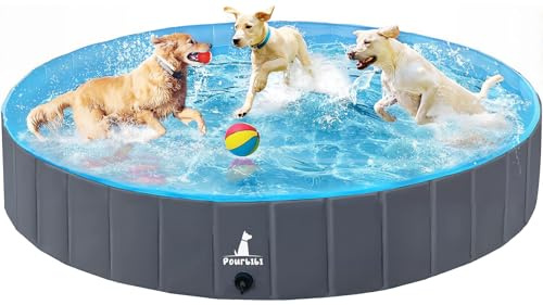 Pourbibi Piscina para Perros Grandes, Piscina De Baño Plegable para Perros, Antideslizante, Piscina Infantil para Niños Y Perros, 120 X 30 Cm