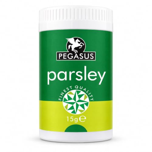 PEGASUS Parsley 15g Premium Dried Parsley Herb for Flavoring, Garnishing, Vegan, Non GMO, Gluten Free, Ideal for Soups, Salads, Sauces, Meat Dishes Pack of 1, Natural, No Additives or Preservatives