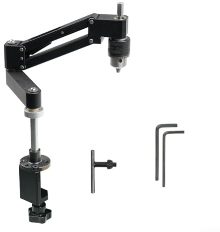 TONIXY Soporte de rosca voladizo de aleación de aluminio para taladro de mano, brazo de soporte horizontal y vertical con ajuste multiángulo, para enhebrar precisión