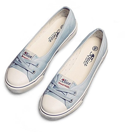 BAINASIQI Ballerine da donna con lacci, scarpe basse estive per il tempo libero (EU 39, azzurro), Azzurro, 39 EU