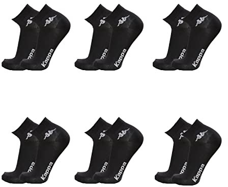 Kappa Förpackning 6 par unisex kort kängstrumpa - art. K004 bomull, svart, 45/47, Svart, 45-47 EU
