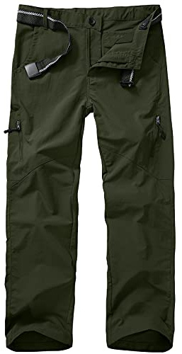 Kids' Cargo Pants, Youth Boys' Hiking Casual Outdoor Quick Dry Boy Scout Pants #9030 Army Green-M