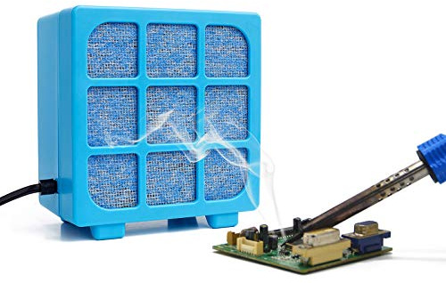 MUIN Solder Fume Extractor - 3 Stage Filtration Solder Smoke Absorber for Soldering and Wood Burning,Portable Soldering Fume Extractor Fan for Soldering Station (Blue)