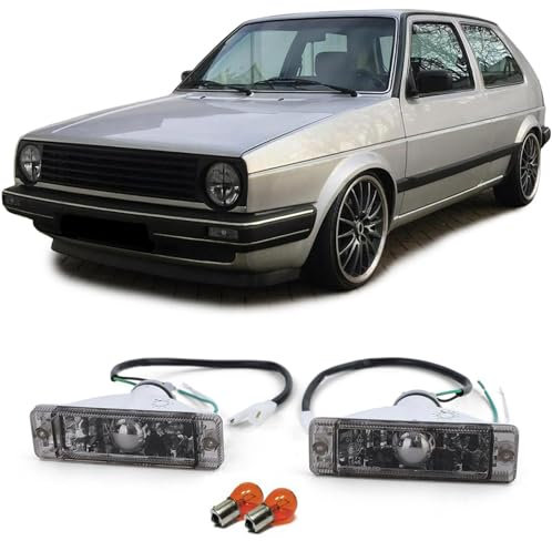 Tenzo-R Klarglas Blinker mit Standlicht Schwarz Smoke für VW Golf 1 2 Jetta 1 2 Polo 86C