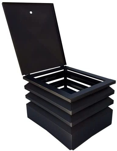 Comignolo grigio antivento antipioggia base rettangolare 6/10 fumaiolo x camino e canna fumaria (32 x 42 cm)