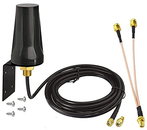Bingfu Cellular 4g LTE Trail Camera Antenna Wall Mount - with Splitter Cable SMA Female to Dual SMA Male Cable - Compatible with Verizon AT&T T-Mobile Sprint Router Gateway Modem Spypoint Trail Camera