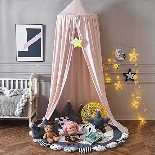 Surwin Betthimmel Madchen Jungen Babybett Doppelbett, Moskitonetz Baldachin Kinderzimmer Einzelbett Himmel Schlafzimmer Dekoration Spielzelte Kinder Geschenk, Ohne Bohren (beige rosa)