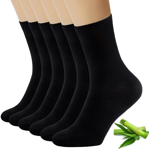 Niofind Womens Bamboo Socks, Soft Ladies Socks with Seamless Toe, Thin Dress Socks Womens Socks for Business, Casual, Non-Binding, Breathable, Comfortable, 6 Pairs, 4-8