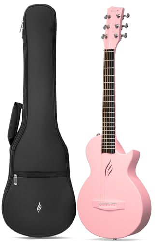 Enya Nova Go Mini Gitarre – Rosa 1/4 Akustik Gitarre Kohlefaser Reise Gitarre für Erwachsene Anfänger Starter Set Kinder Musikalische Aufklärung per Ostern Geburtstag Weihnachten Geschenk