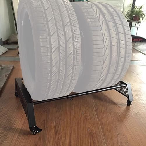 WDJBPSH Reifenregal Reifenständer Felgenbaum Reifenbaum Weit Verstellbar Autoreifen-Lagerregal mit 4 Rädern, Boden Metall Reifenfelgenträger für Garage/Laden/Keller/Werkstätten, Platzsparend