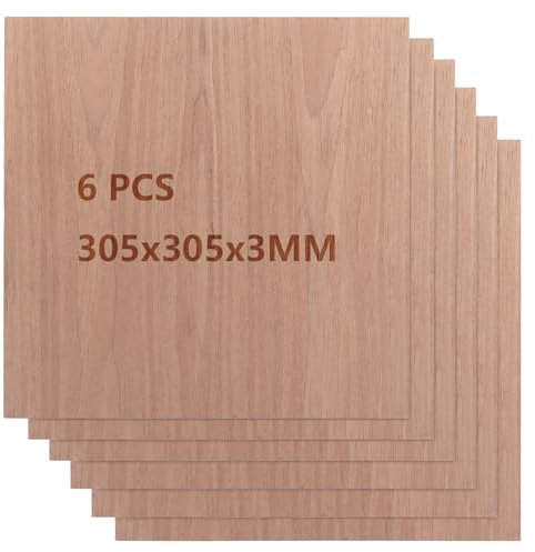 SHUESS 6 unidades de madera sin pintar – 3 mm de grosor, 30,5 x 30,5 cm, tableros de madera contrachapada para grabado láser, corte CNC, pintura DIY maqueta de avión, proyectos de barco (madera de