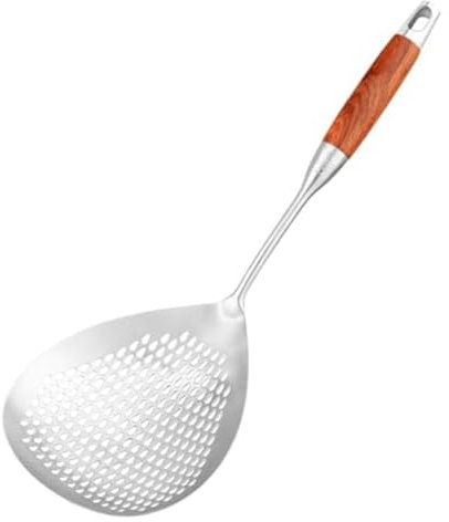 Rordigo Grande écumoire avec fente - Écumoire en acier inoxydable 304 avec long manche en bois, 16 pelles à friteuse, , facile à utiliser, haute qualité