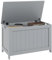 HOMCOM Storage Chest, Modern Storage Trunk with 2 Safety Hinges and Cut-out Handles, Wooden Toy Box for Living Room, Entryway, 76 x 40 x 48 cm, Grey