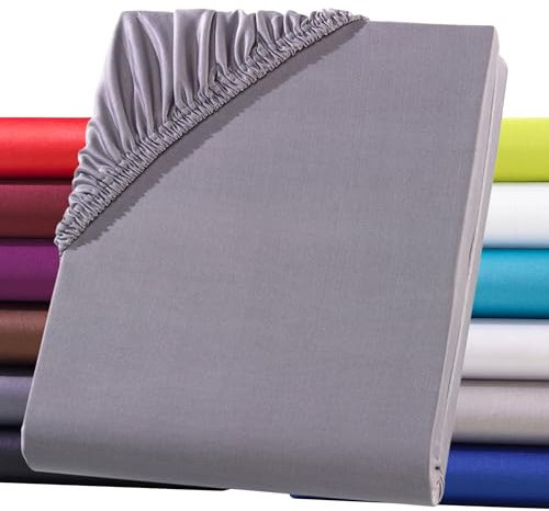Spannbettlaken 140x200 Mit 30 cm Tiefer Tasche,Atmungsaktiv, Leicht, Weich & Knitterfrei Bettlaken 140-160x200 Für Boxspringbett, Maschinenwaschbar,100% Mikrofaser-Spannbetttuch(Grau,140-160x200cm)