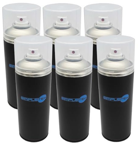 SIMPLETEK - Pellicola Spray Trasparente Opaca Rimovibile 400 ml per Carrozzeria Auto Moto Cerchi e Accessori – Confezione da 6 Pezzi