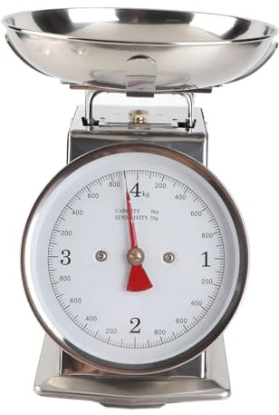Balance mécanique, balance alimentaire en acier inoxydable de haute précision avec bol amovible balance de cuisine électronique pour la cuisson de la cuisine (4KG)