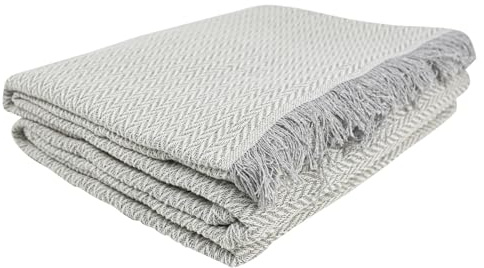 various-Colcha Multiusos para Sofá y Cama,Manta Foulard,Plaid de Práctica de Algodón-Poliéster,Cubresofá Cubrecama 230 x 260 cm,Color Gris