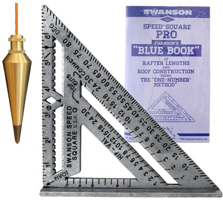 Swanson Tool Co Value Pack with Aluminum Pro Square, Pro Blue Book and 8 Ounce Brass Plumb Bob
