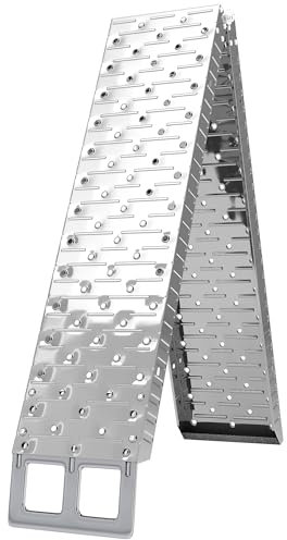 HOMCOM Rampa di Carico Pieghevole in Acciaio con Carico Massimo 230 kg, Rampa per Moto Antiscivolo Salvaspazio per Ruote Larghe 22 cm, per Motociclette e Bici, 190x22x8 cm, Argento