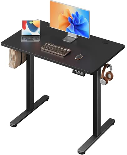 DEVAISE Bureau Assis-Debout Électrique 100 x 60cm, Moteur Silencieux avec 3 Mémoires, Table Ergonomique pour Télétravail et Bureau, Noir