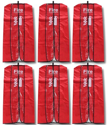 Funda para extintor de incendios - Tamaño grande, paquete de 6 - Hasta 10 kg contra el polvo y los arañazos, funda transparente para extintor de incendios - Cubierta protectora impermeable