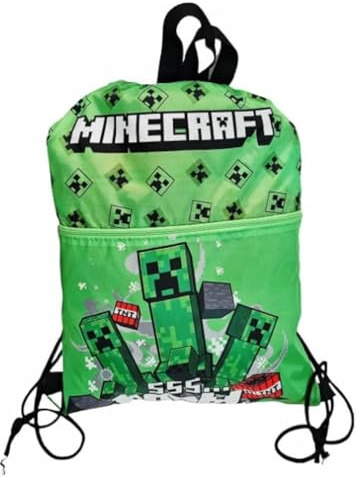 Sacca Sportiva per Bambino, Borsa Zaino per Asilo, Palestra, Piscina, Viaggio, Portascarpe (per MINECRAFT Creeper)