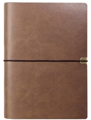 BOYIFEIJIE Anteckningsbok i läder A5 brun, vintage dagbok, A5-ringbok, påfyllningsbar, påfyllningsbar resedagbok, ädel läder, dagbok för att skriva och skissa, present till män och kvinnor (kaffe)