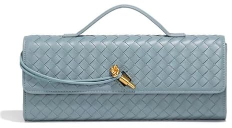Women's Top- Handle Evening Bag with Quilted Design, Clutch Handbag Bag, Lock Closure, Applies to Daily Commute, Café Dates and Evening Gatherings (Haze blue,31 * 4 * 13cm)