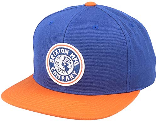 BRIXTON Rival MP Snapback Gorra de béisbol, Joe Azul Naranja Quemado, Talla única Unisex Adulto