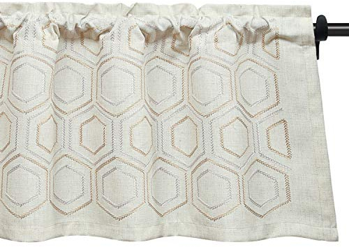 VOGOL Geometric Trellis Linen Window Valance, 52 x 18 Inches
