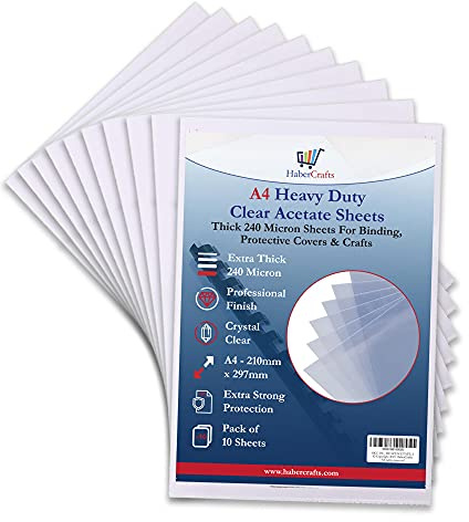 Hojas de acetato transparentes resistentes de 240 micras, hojas de plástico PVC extra gruesas, cubierta transparente para cubiertas protectoras, plantillas de grabado, manualidades (A4-30 hojas)